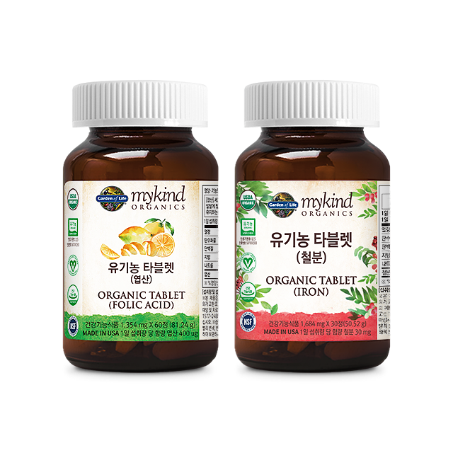 마이카인드 유기농 철분 30정 + 유기농 엽산 60정